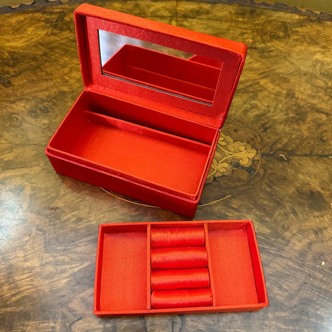 Vintage Red Floral Jewellery Box