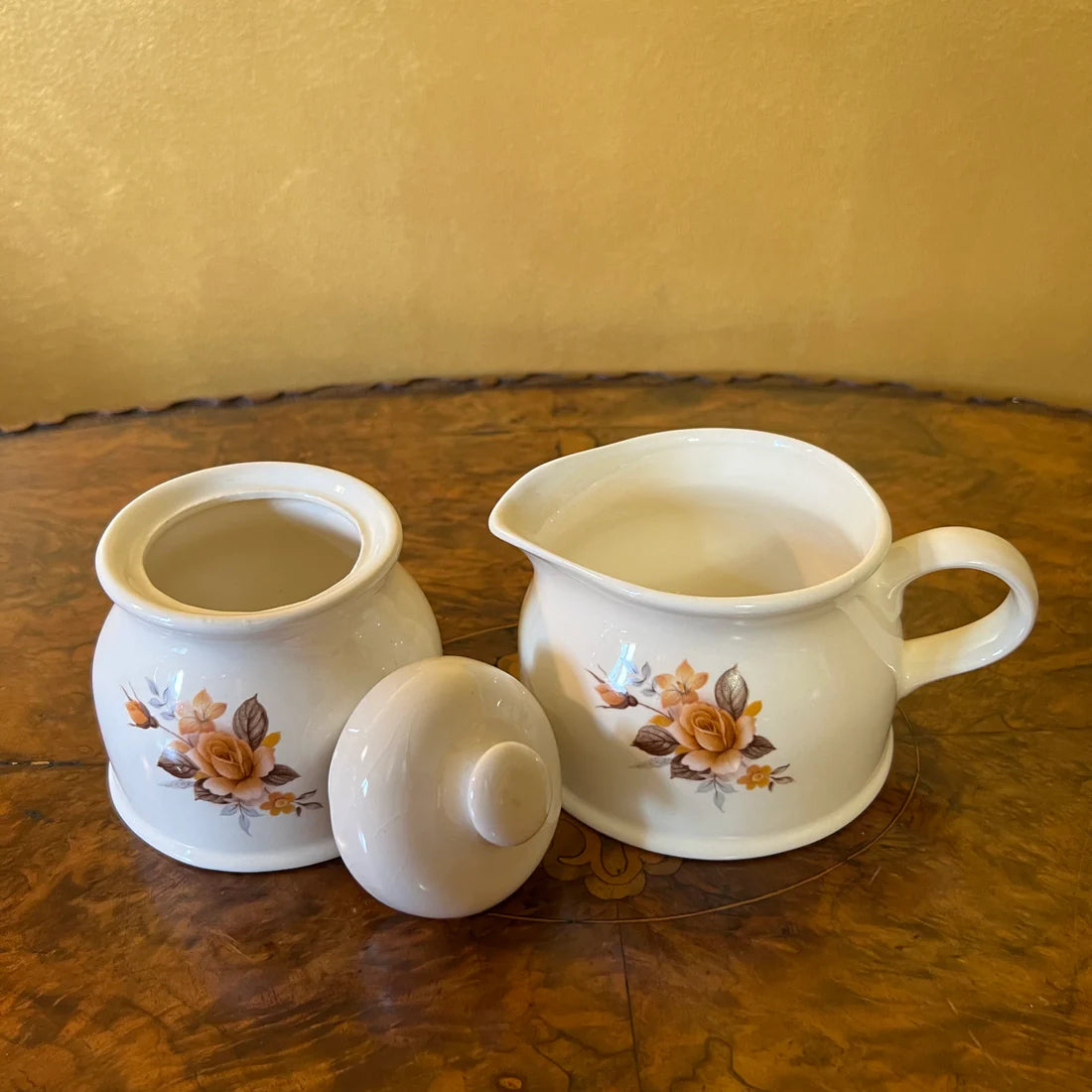 Vintage Autumn Floral Milk & Sugar Set