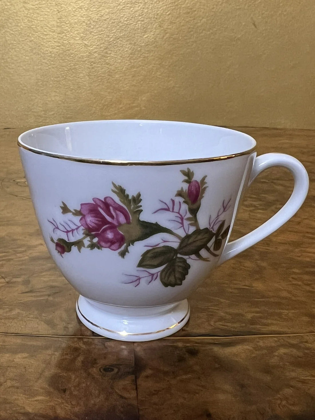 Vintage Floral Print Bone China Tea Cup Trio Set