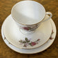 Vintage Floral Print Bone China Tea Cup Trio Set