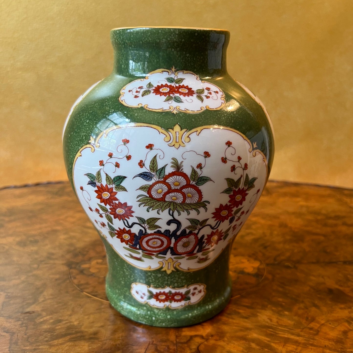 Floral Print Green Vase 