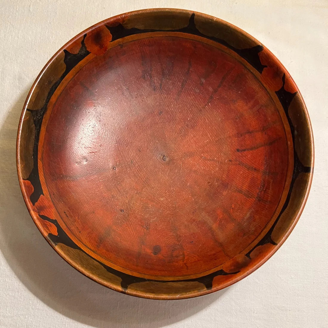 Vintage Floral Print Wooden Bowl