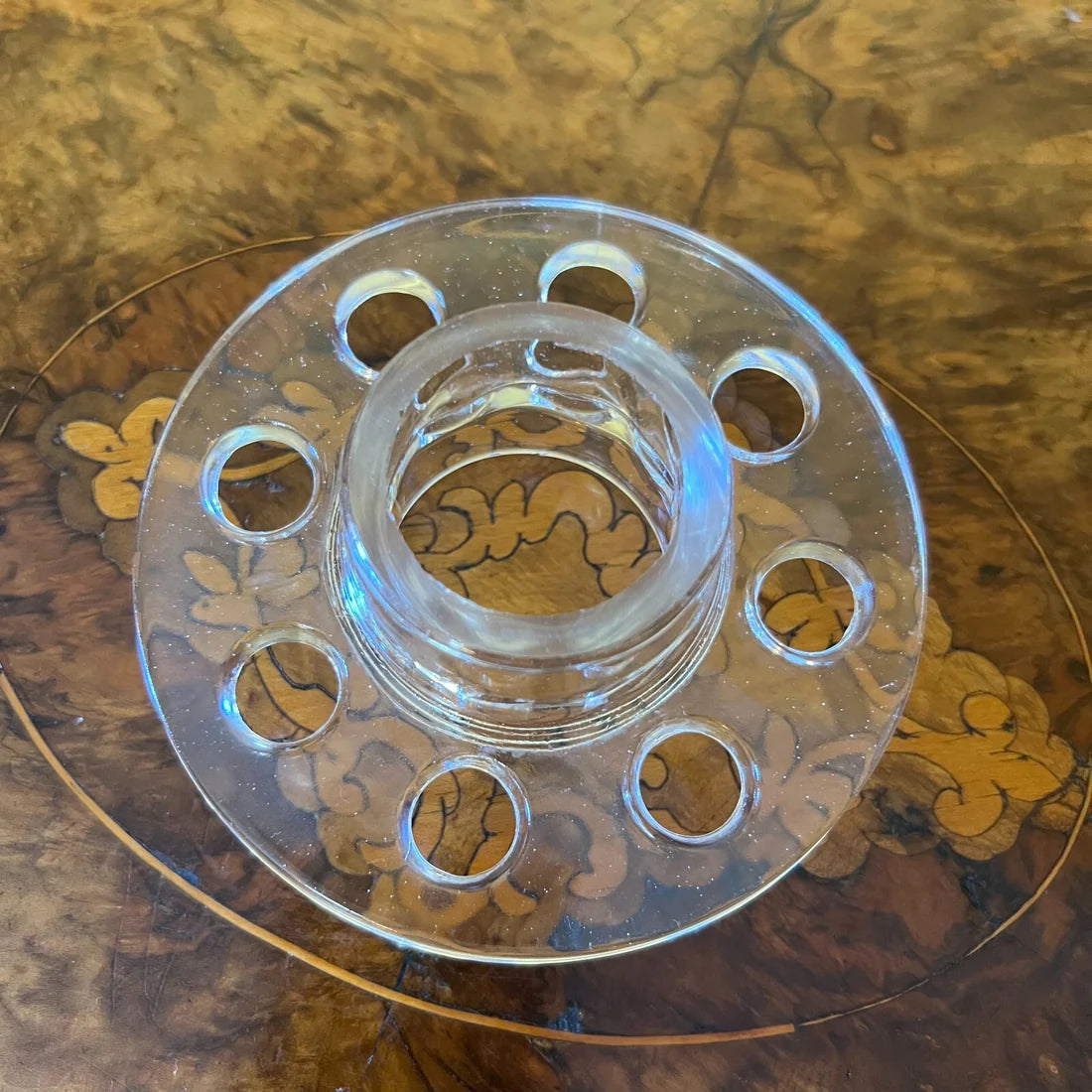 Vintage Flower Glass Frog Holes Vase Insert