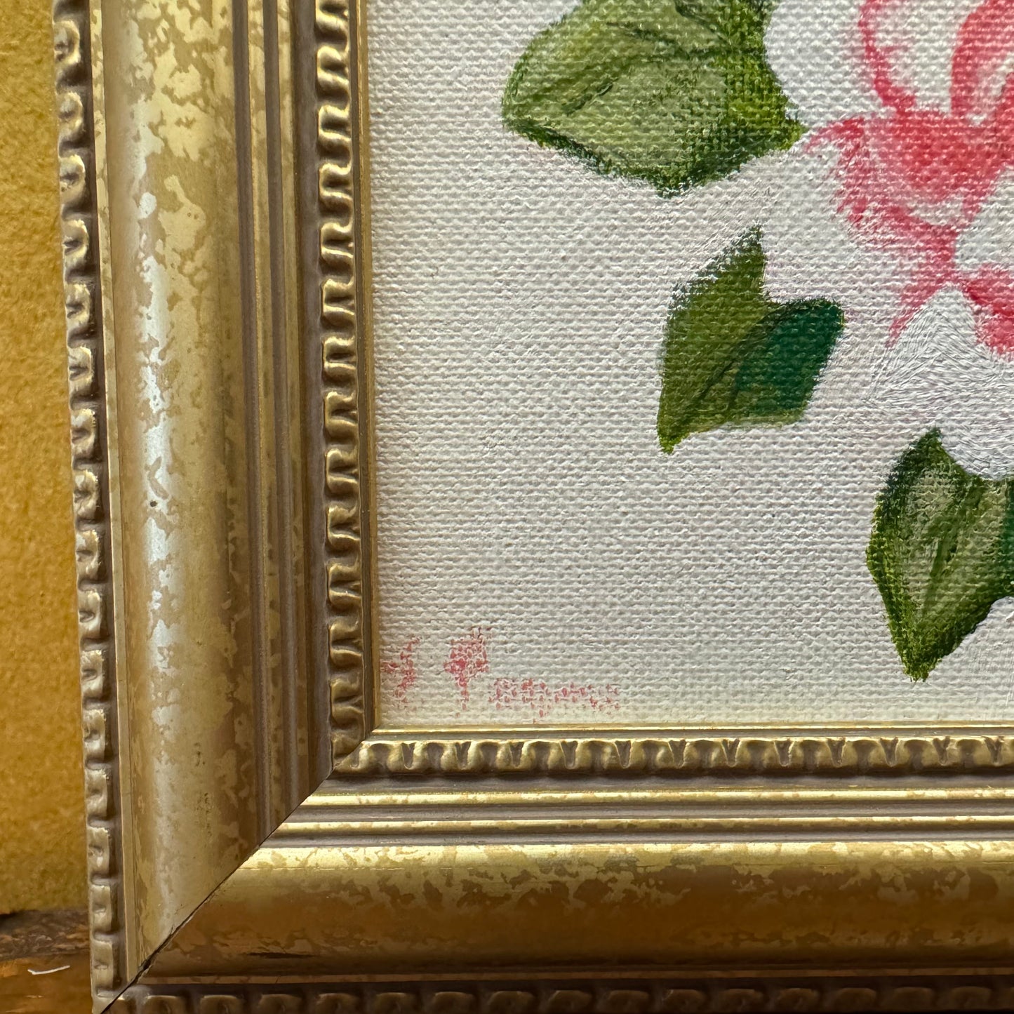 Flower Painting On Canvas In Gold Frame 
