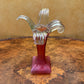 Flower Petal Top Art Glass Vase 