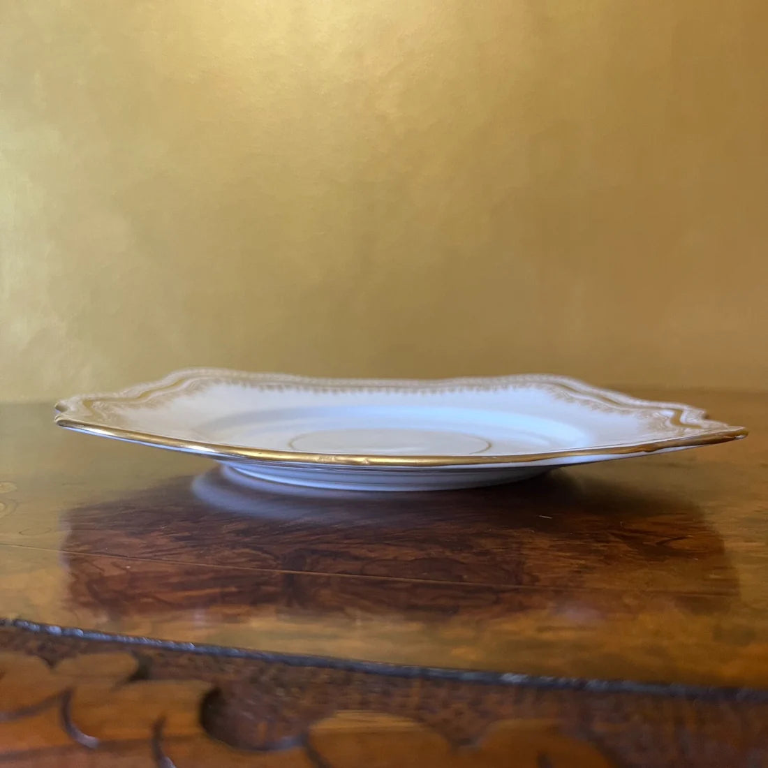 Vintage Foley Gold Print Cake Plate