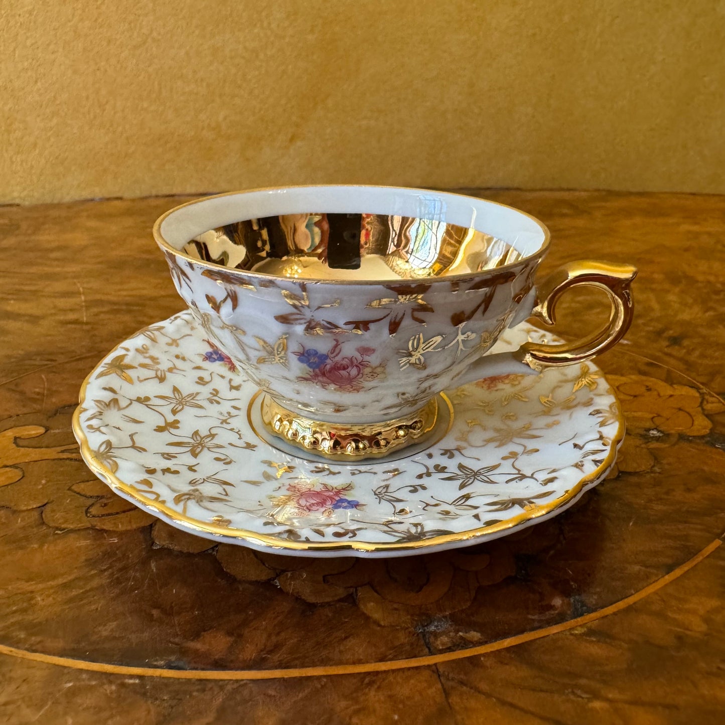 Foreign Floral Demitasse Coffee Cup & Saucer 