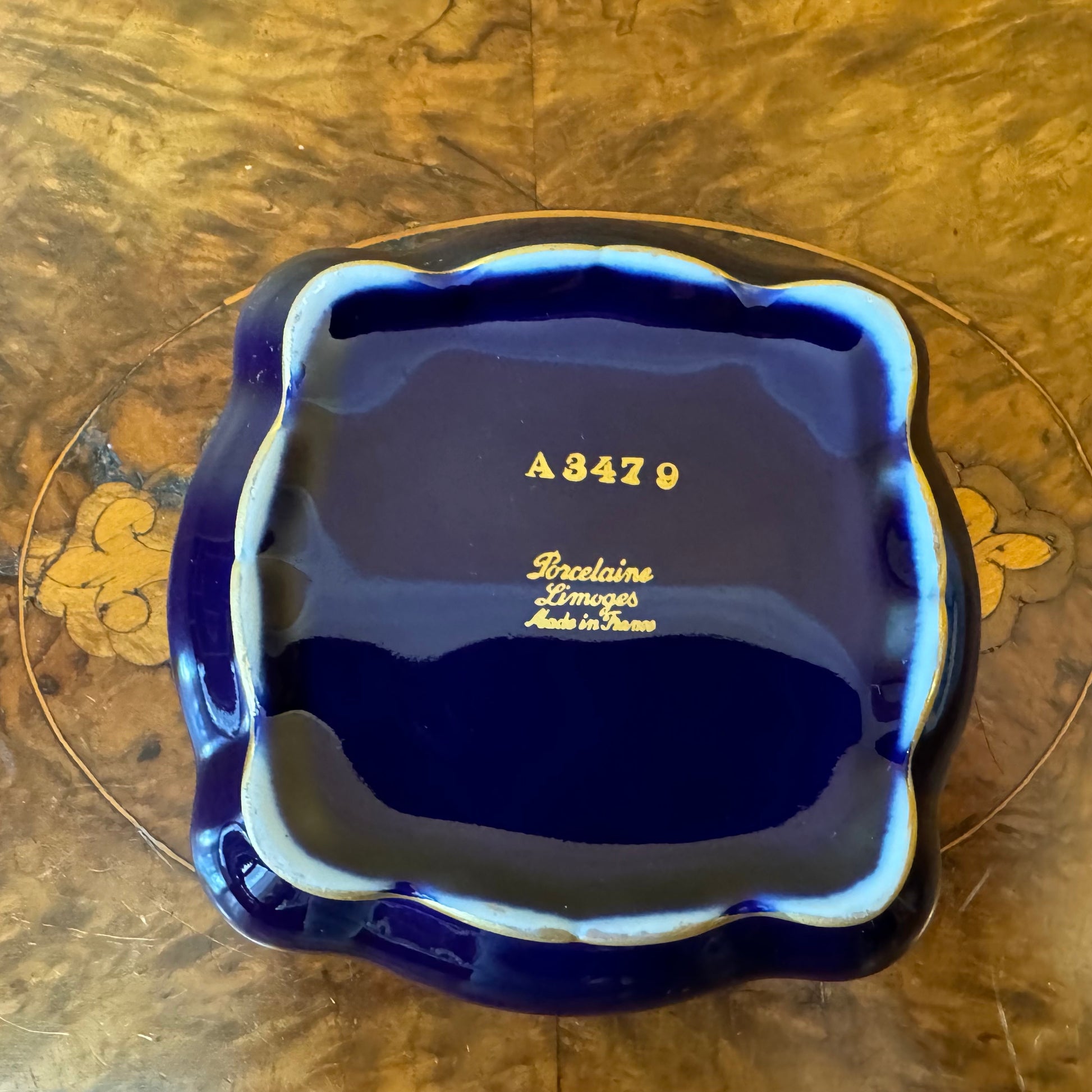 France Limoges Cobalt Blue Small Dish 