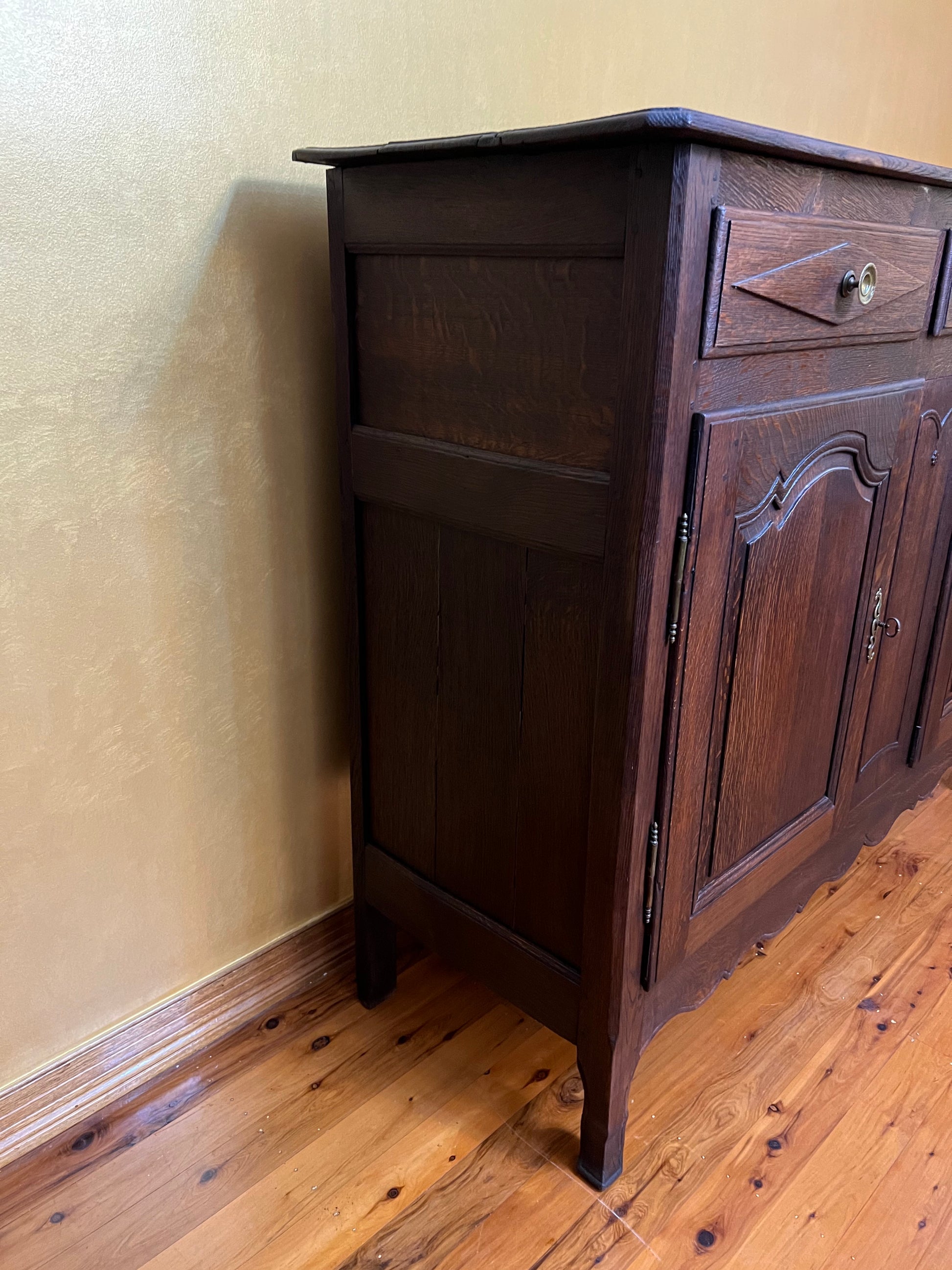 French 1800 Oak Rustic Large Sideboard