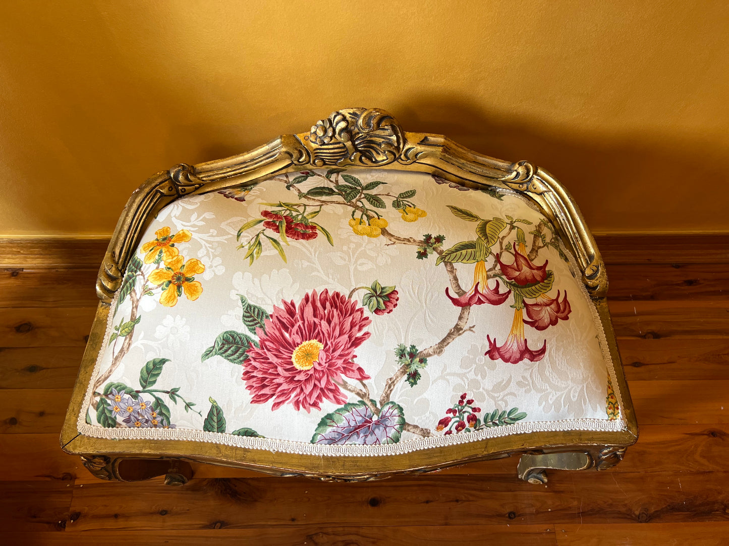 French 24K Gold Gilt Stool Seat