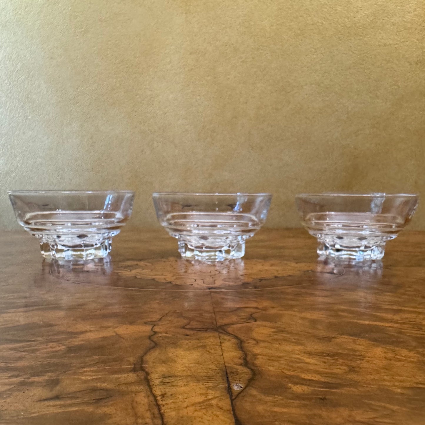 French Glass Star Base Dessert Bowls Set Of Three 