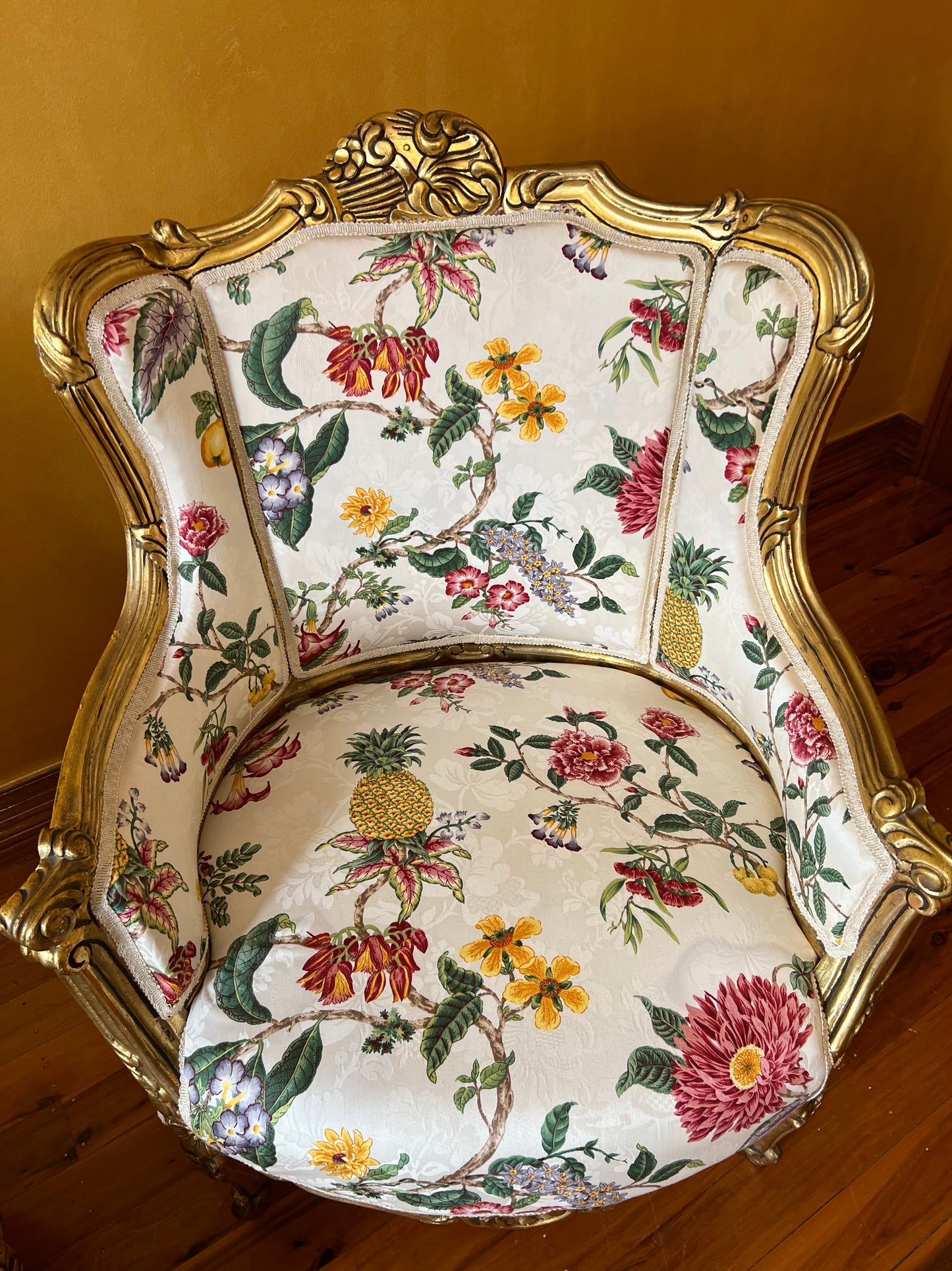 French Gold Gilt Wingback Chairs 