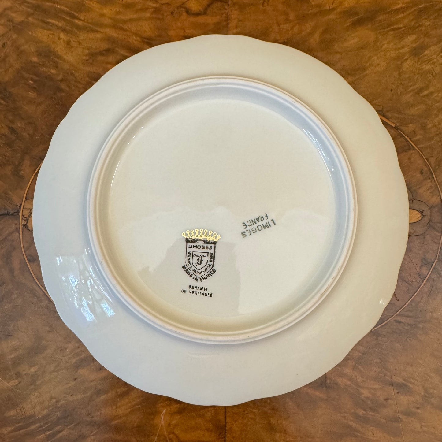 French Limoges Courting Print Green Border Plate 