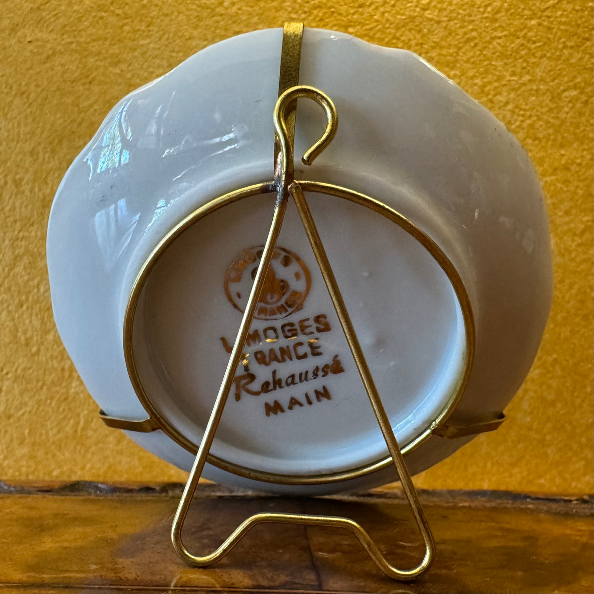 French Limoges Rehausse Miniature Plate With Stand