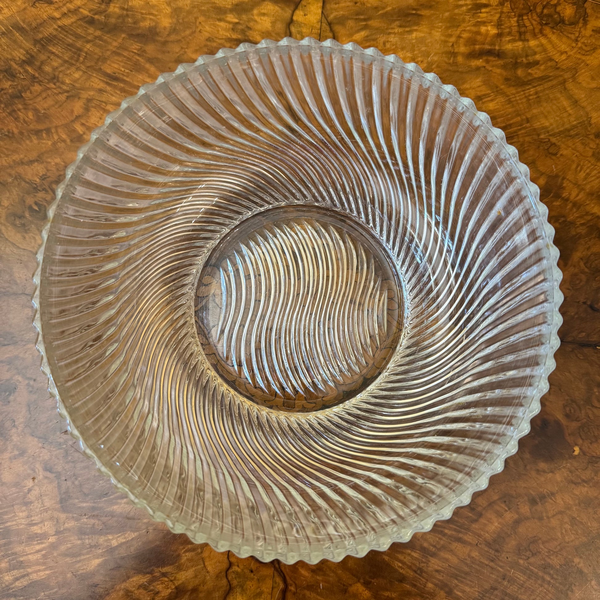 French Ribbed Glass Bowl 
