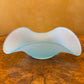 Frosted Blue Ruffled Glass Bowl