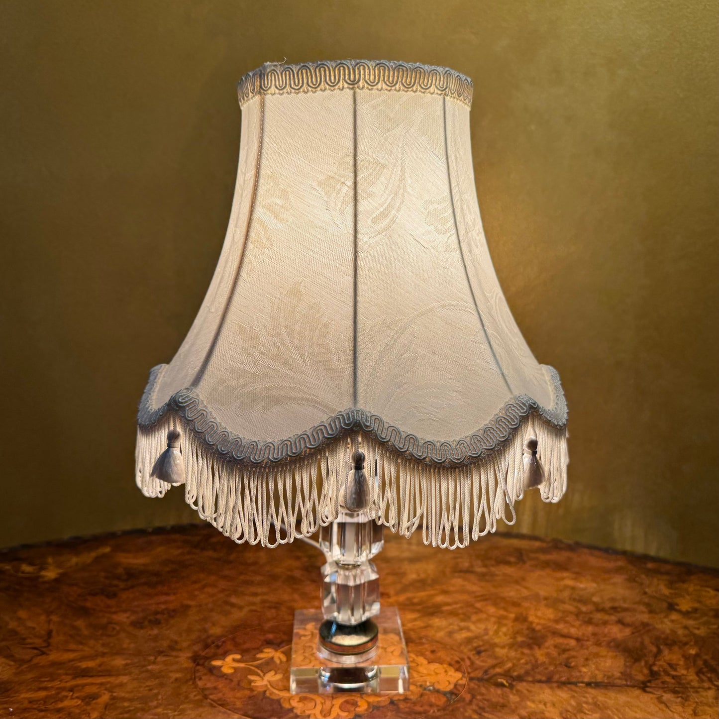 Glass Base Cream Shade Small Table Lamp 