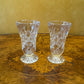 Glass Cut Small Bud Vase Pair 