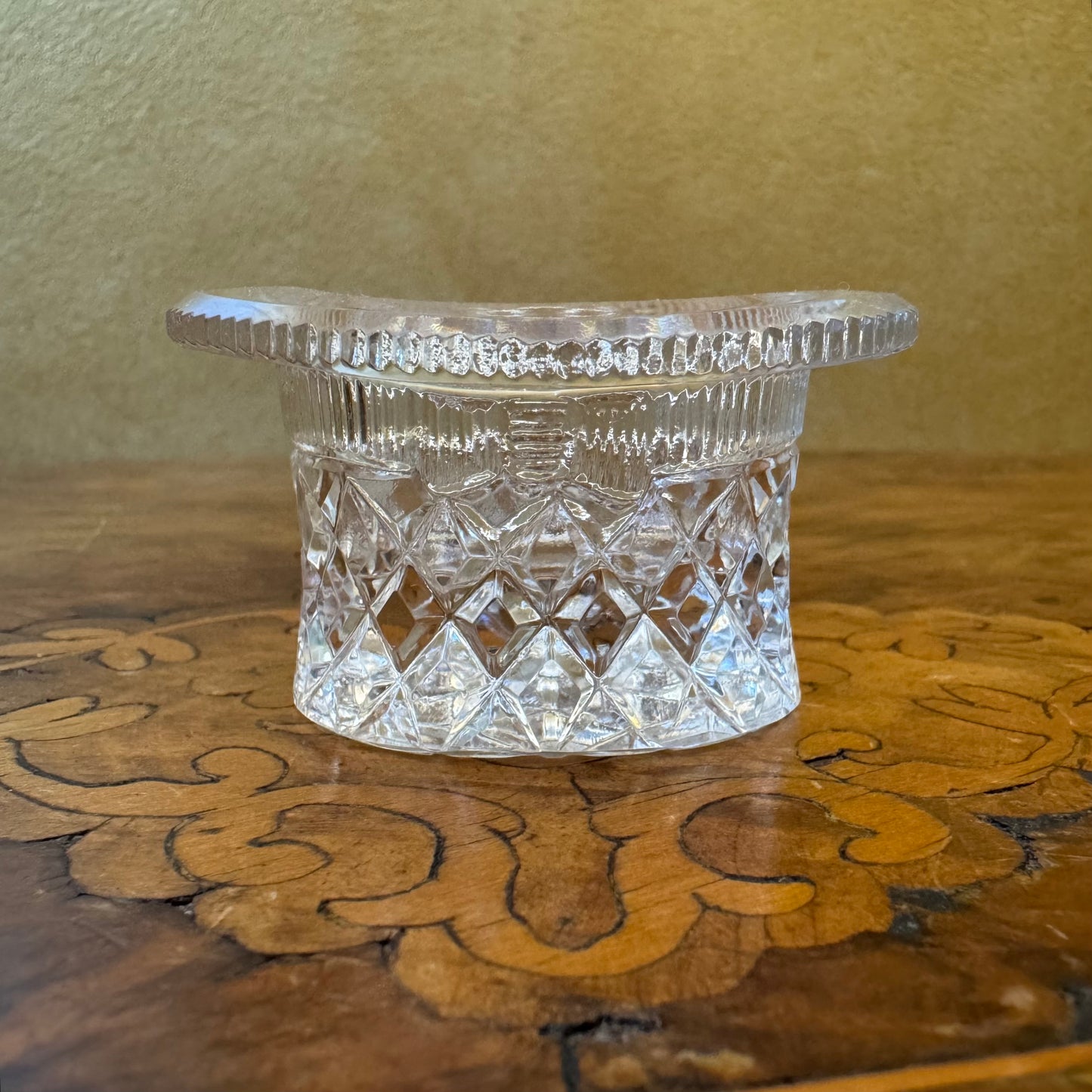 Glass Cut Top Hat Salt & Pepper Cruet Set 