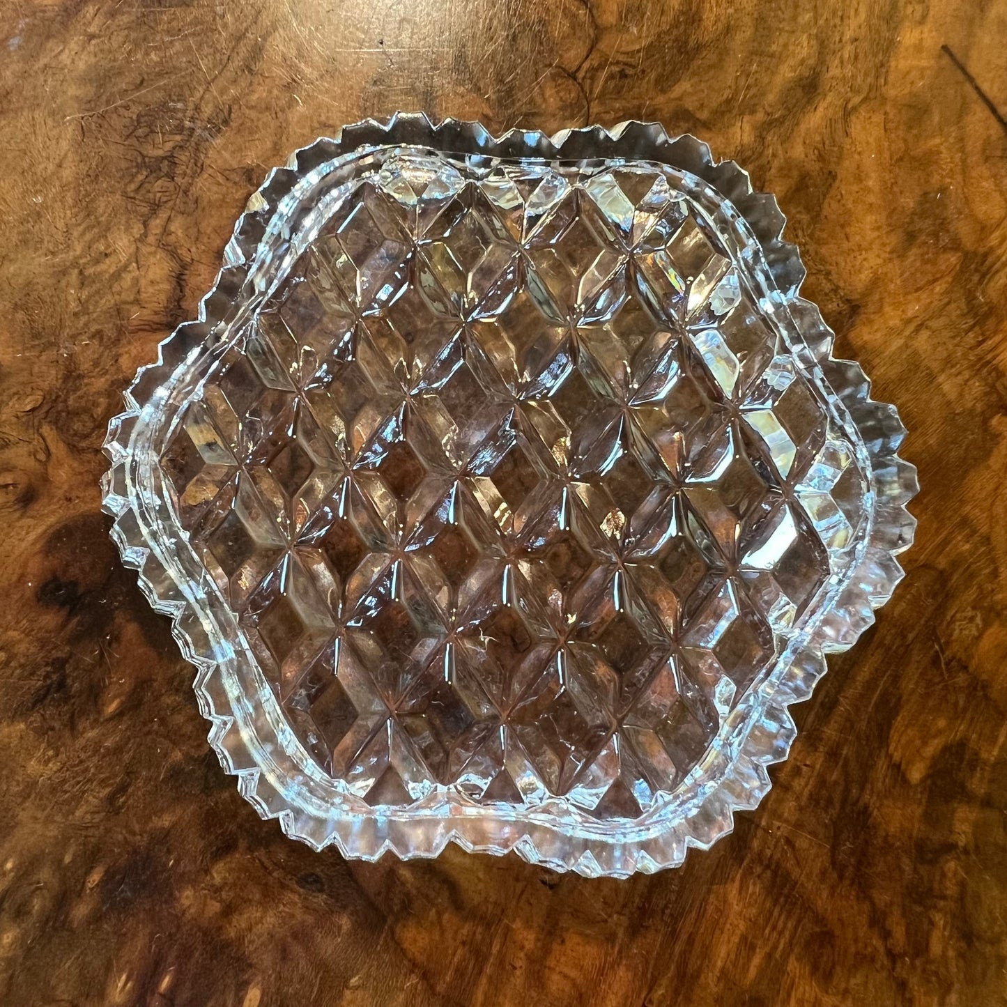 Glass Cut Trinket Dish 