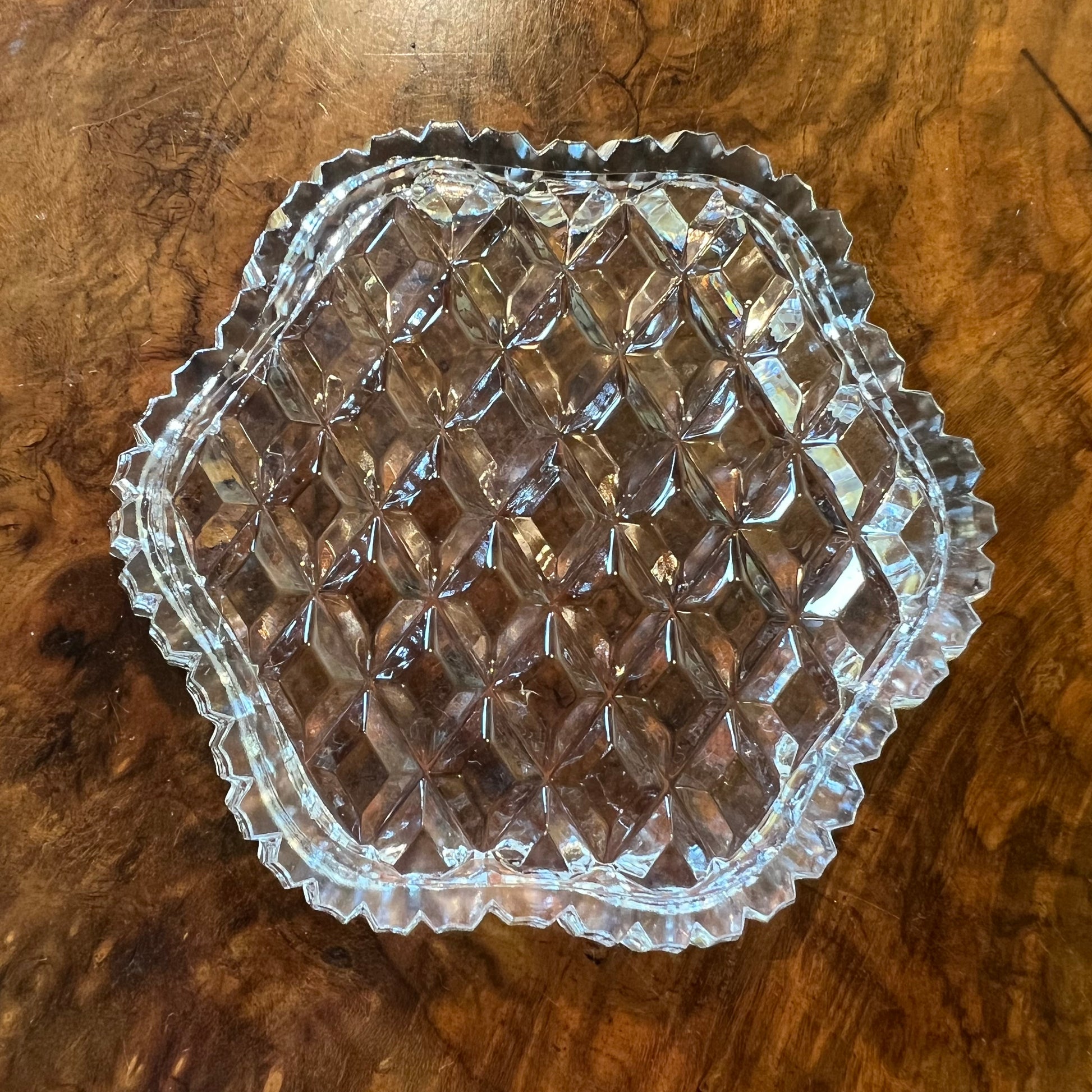 Glass Cut Trinket Dish 