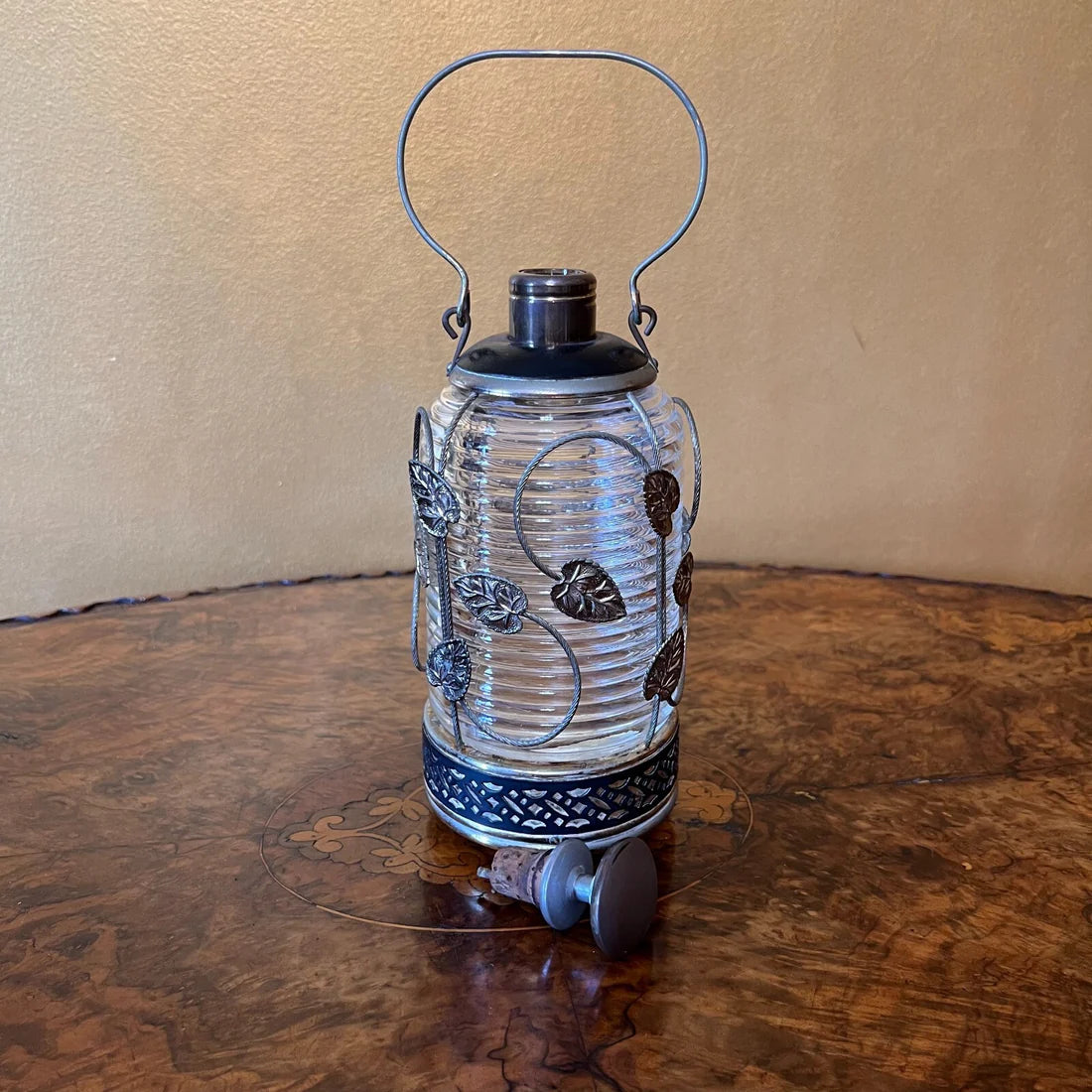 Vintage Glass Floral Canister