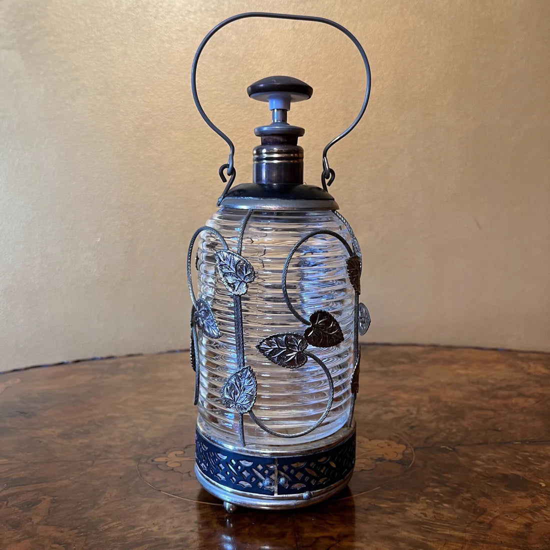 Vintage Glass Floral Canister