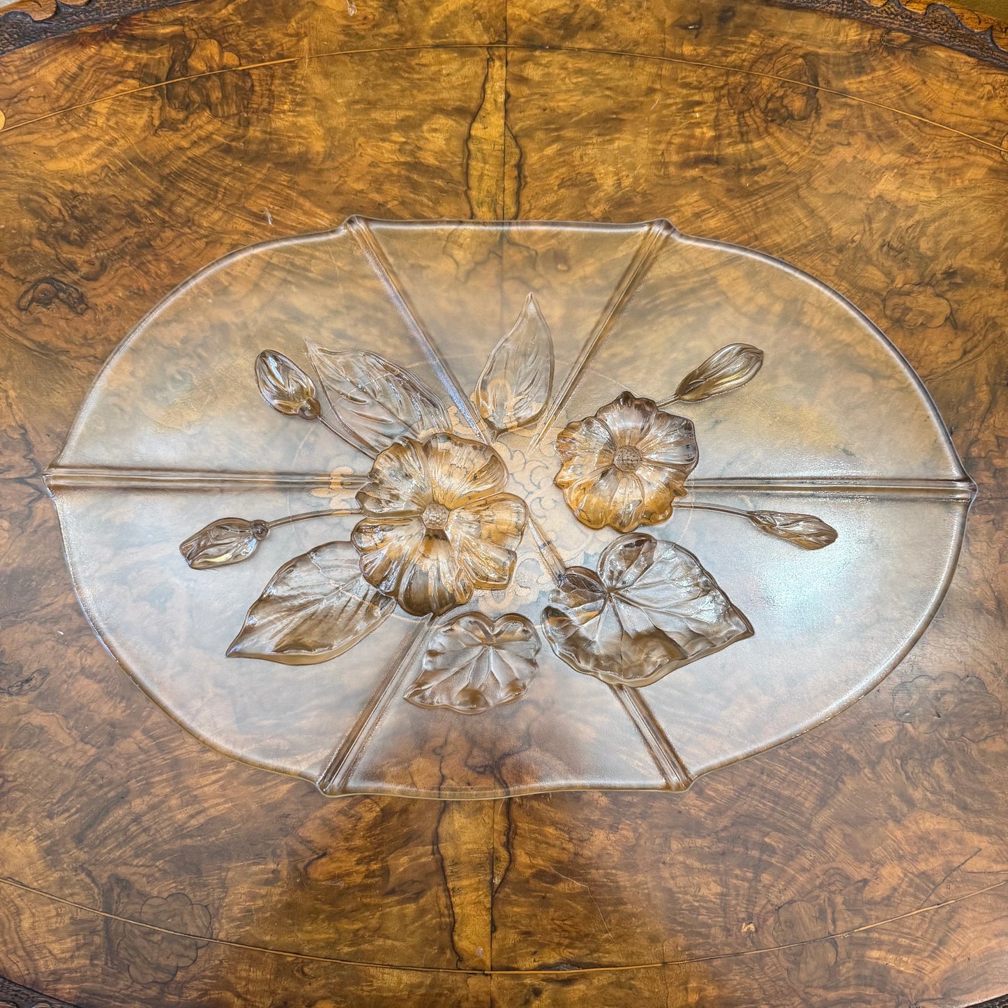 Glass Floral Detail Platter 