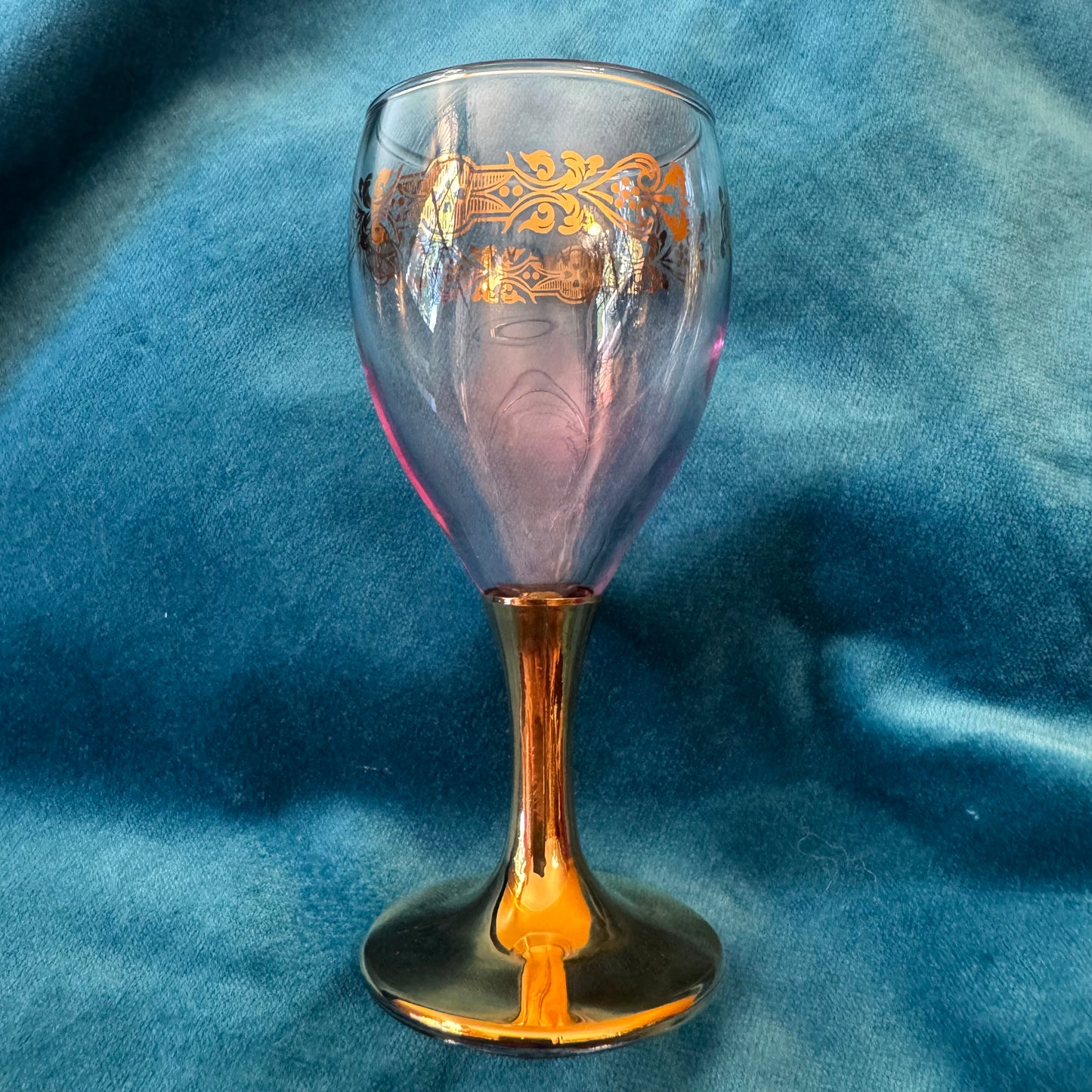 Glass Gold Pink Tint Port Glasses