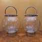 Glass Lantern with Stainless Steel Handle Pair 
