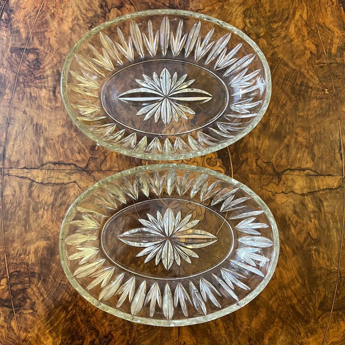 Vintage Glass Oval Bowls Pair
