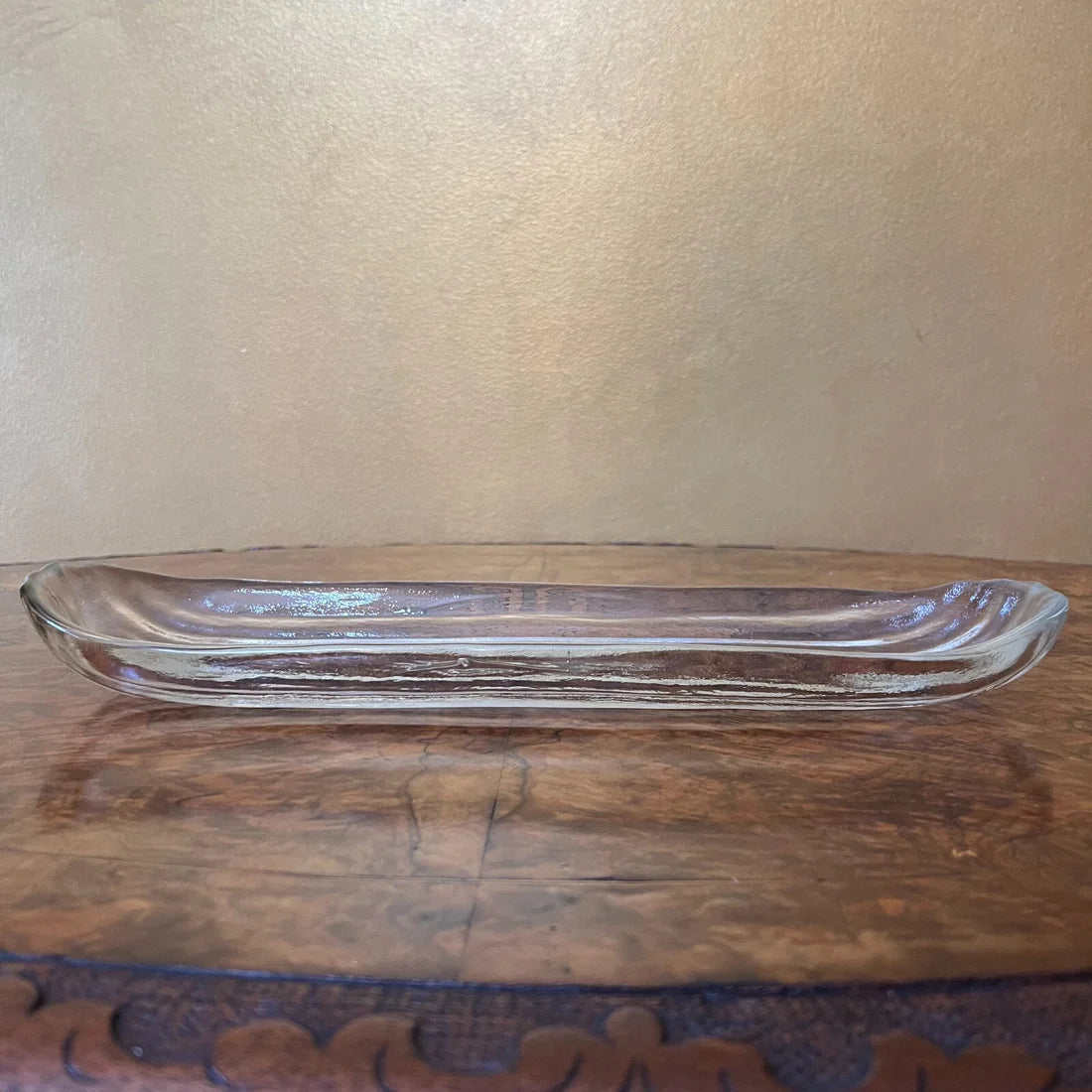 Vintage Glass Rectangle Platters Pair