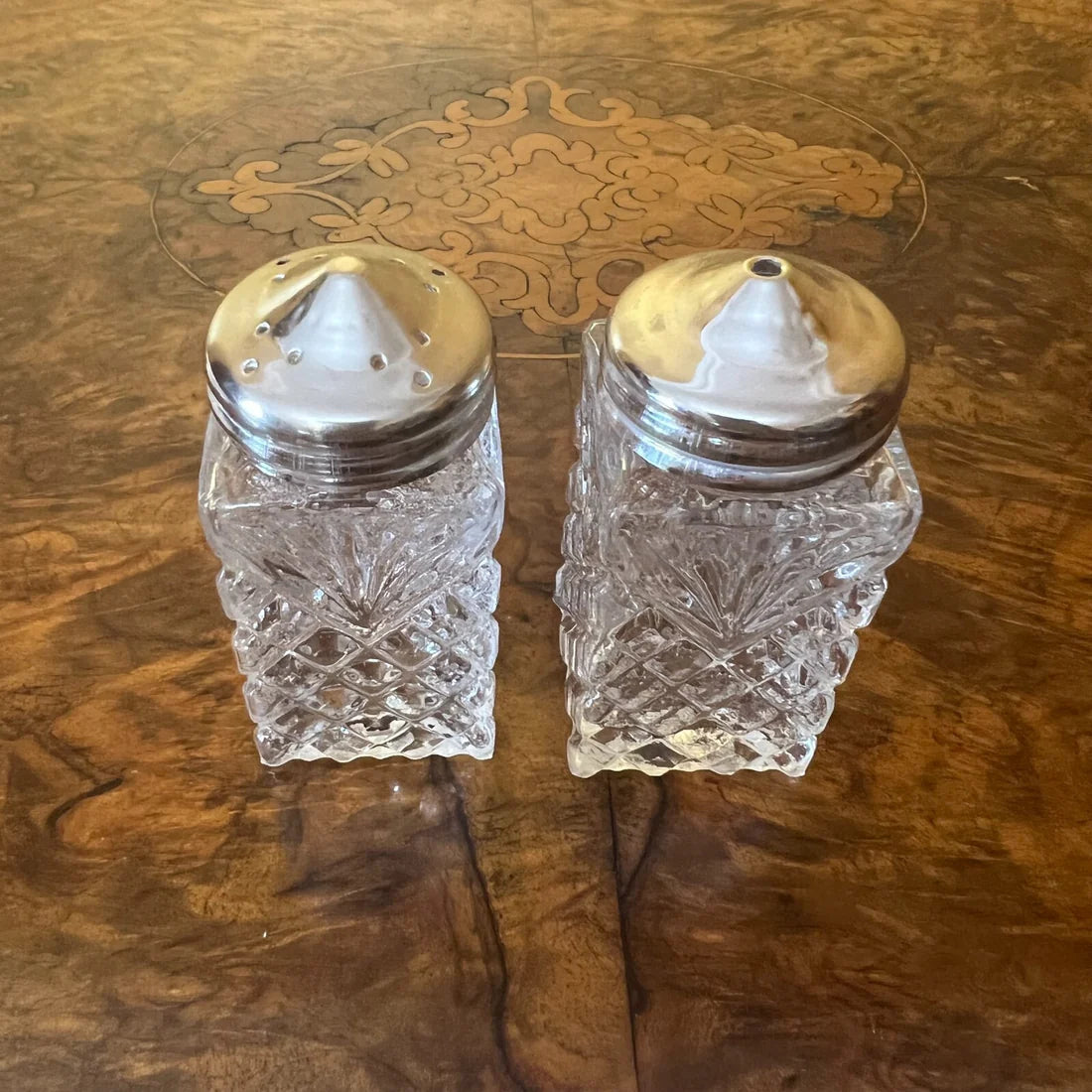 Vintage Glass Salt & Pepper Shakers