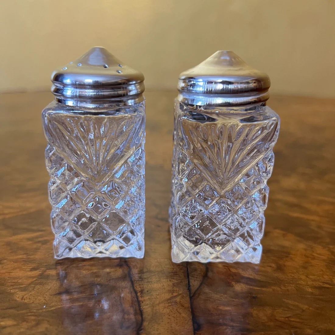 Vintage Glass Salt & Pepper Shakers