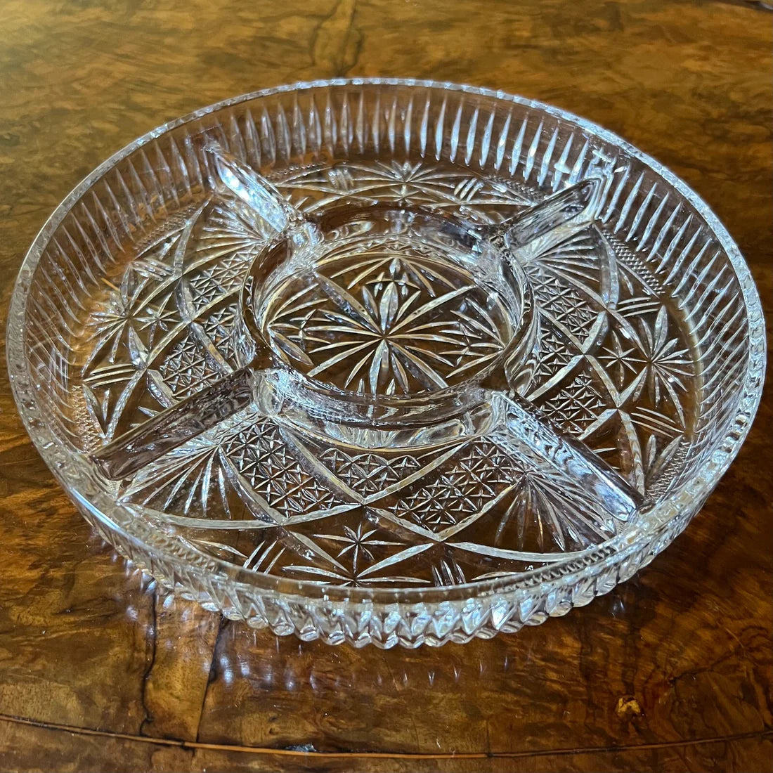 Vintage Metal & Glass Serving Platter
