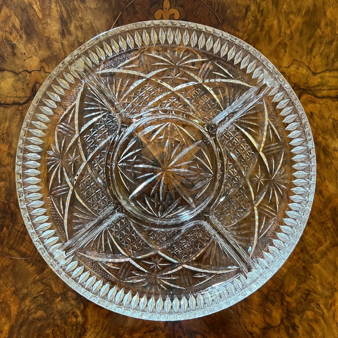 Vintage Metal & Glass Serving Platter