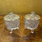 Vintage Glass Small Bowls With Lids Pair 