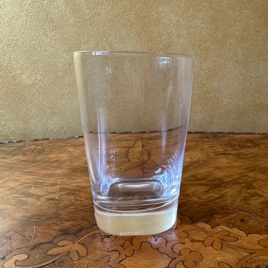 Vintage Glass Square Base Round Top Glasses Set Of Three