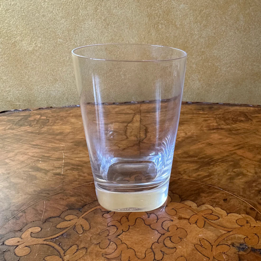 Vintage Glass Square Base Round Top Glasses Set Of Three