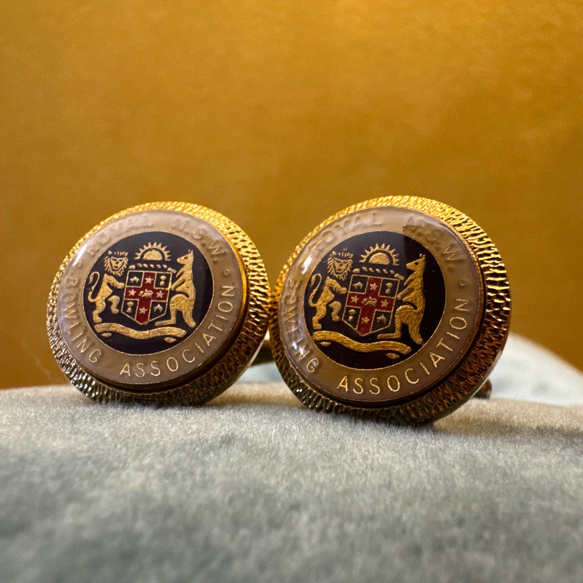 Gold-Tone Metal Royal NSW Bowling Association Cufflinks