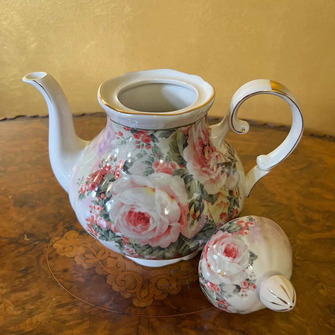 Pink Floral Print Teapot