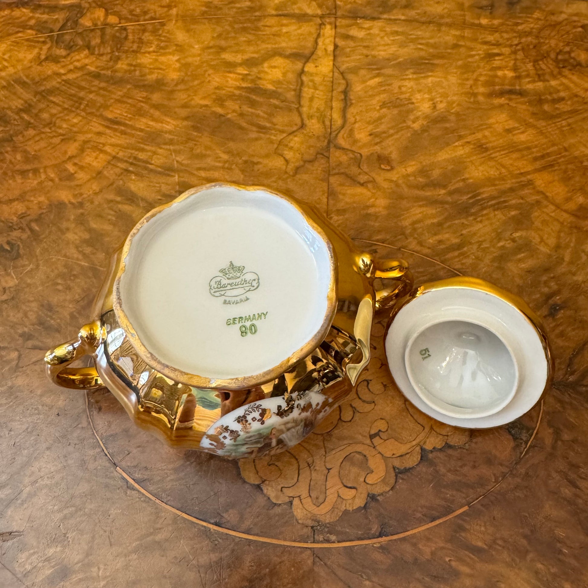 Golden Bareuther Bavaria Demitasse Coffee Sugar Bowl 
