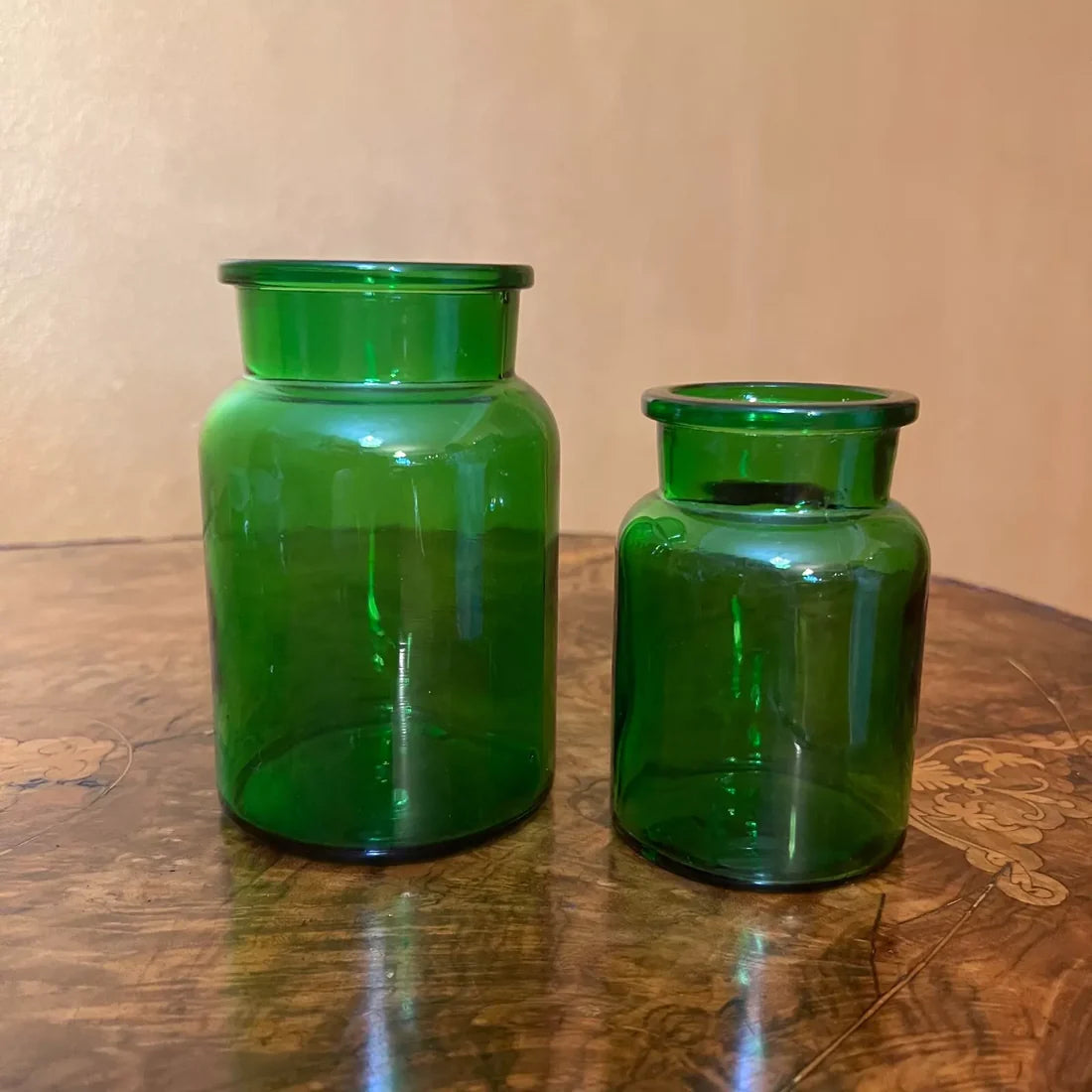 Belgium Green Glass Apothecary Jars