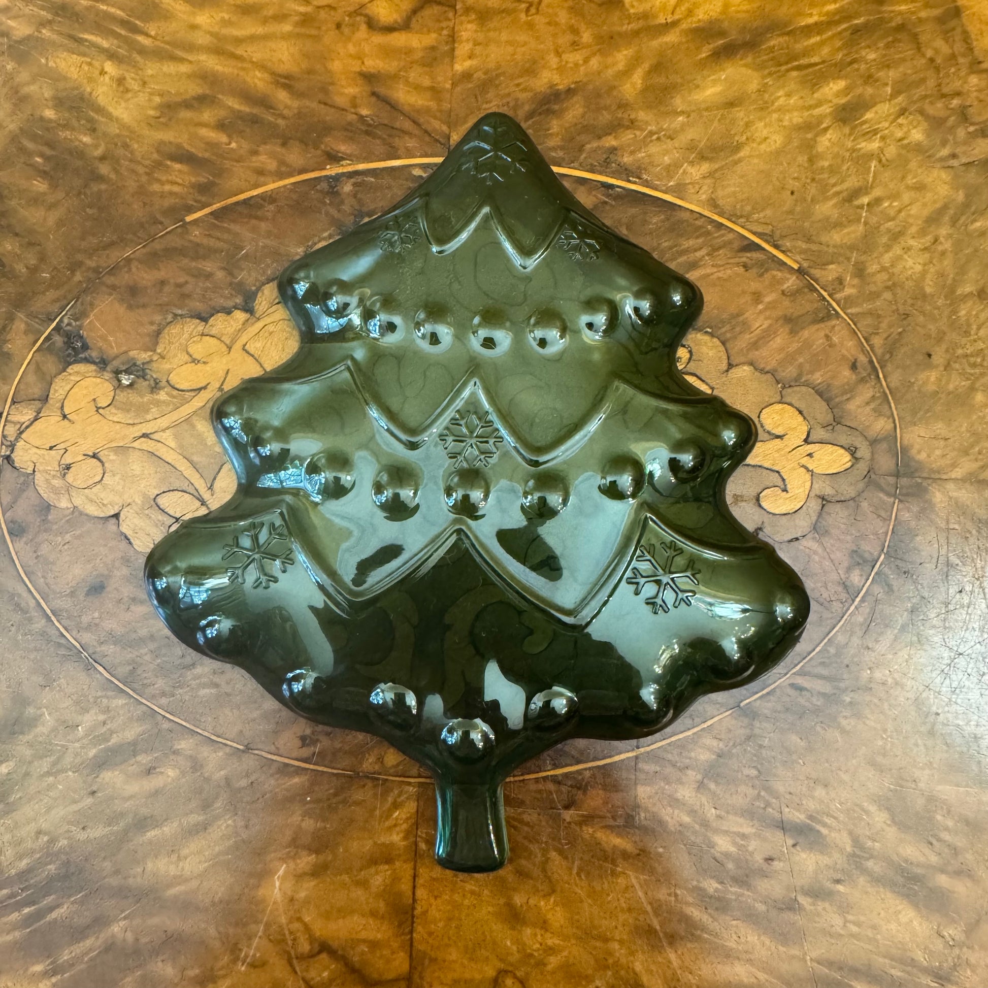 Green Plastic Christmas Tree Small Dish 