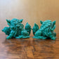Vintage Green Resin Guardian Foo Dogs Statues Pair