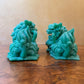 Vintage Green Resin Guardian Foo Dogs Statues Pair