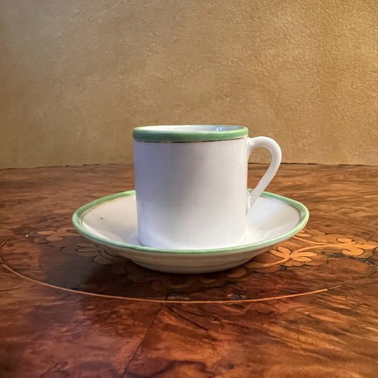 Green Trim Demitasse Coffee Cup & Saucer
