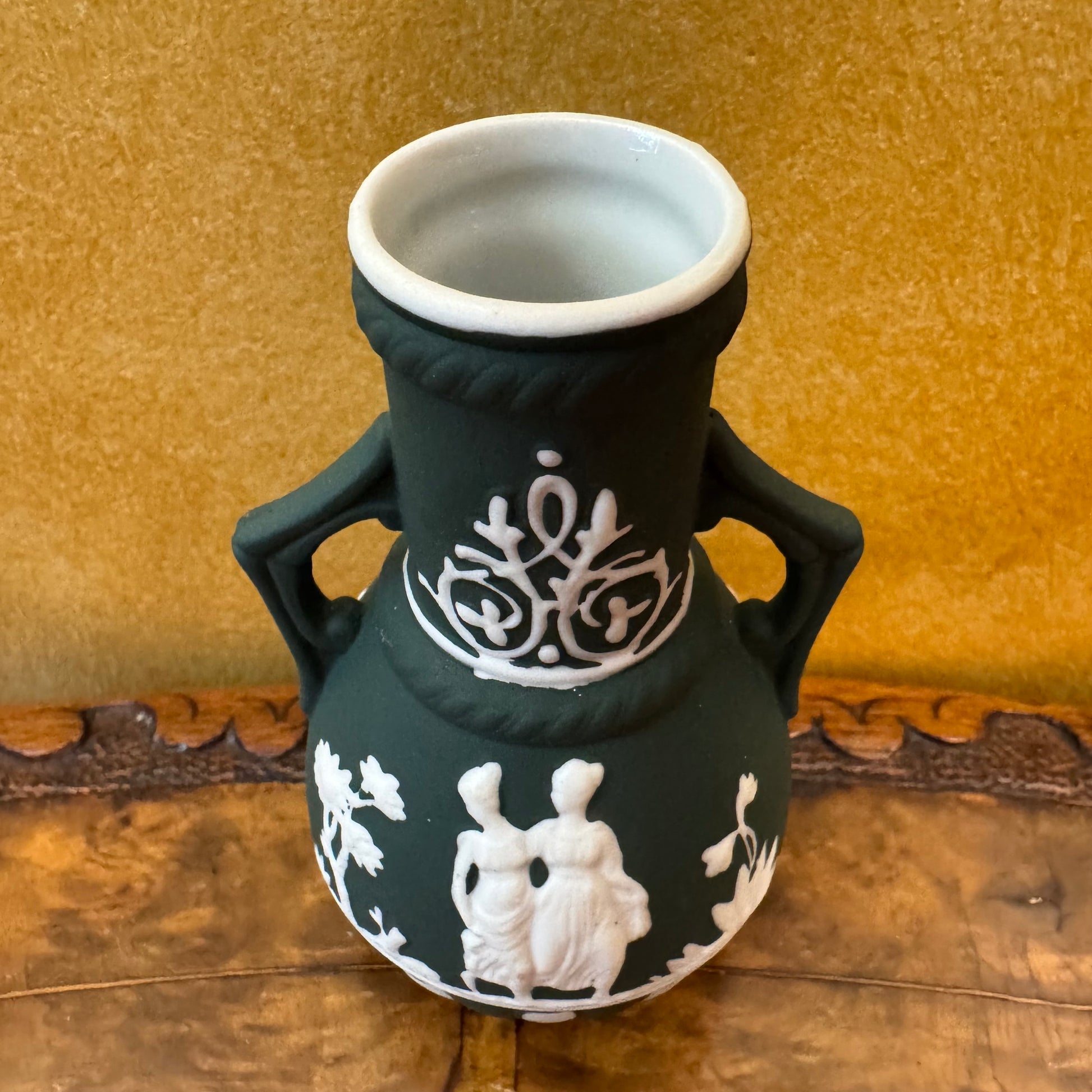 Green & White Embossed Vase 