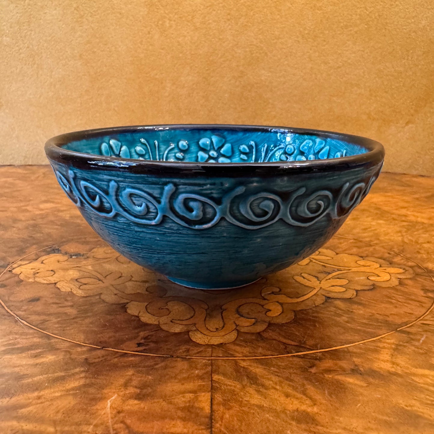 Hand-Made Turquoise Ceramic Dish 