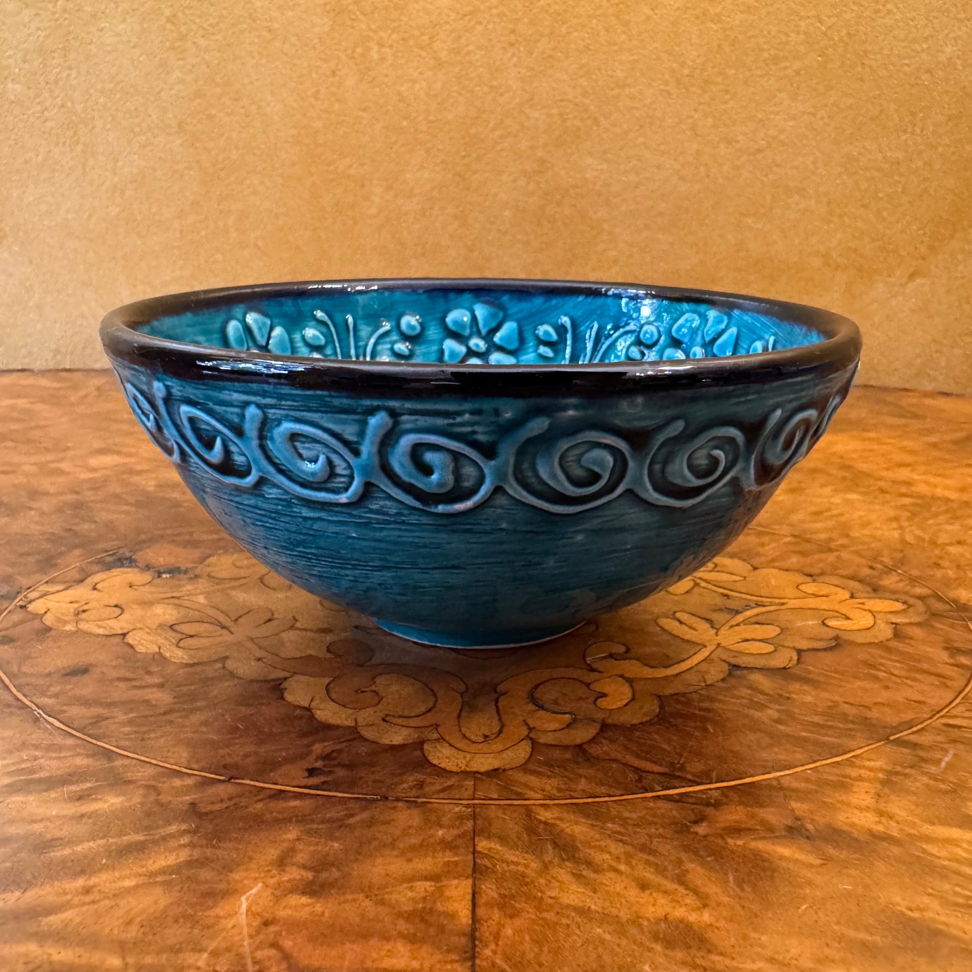 Hand-Made Turquoise Ceramic Dish 